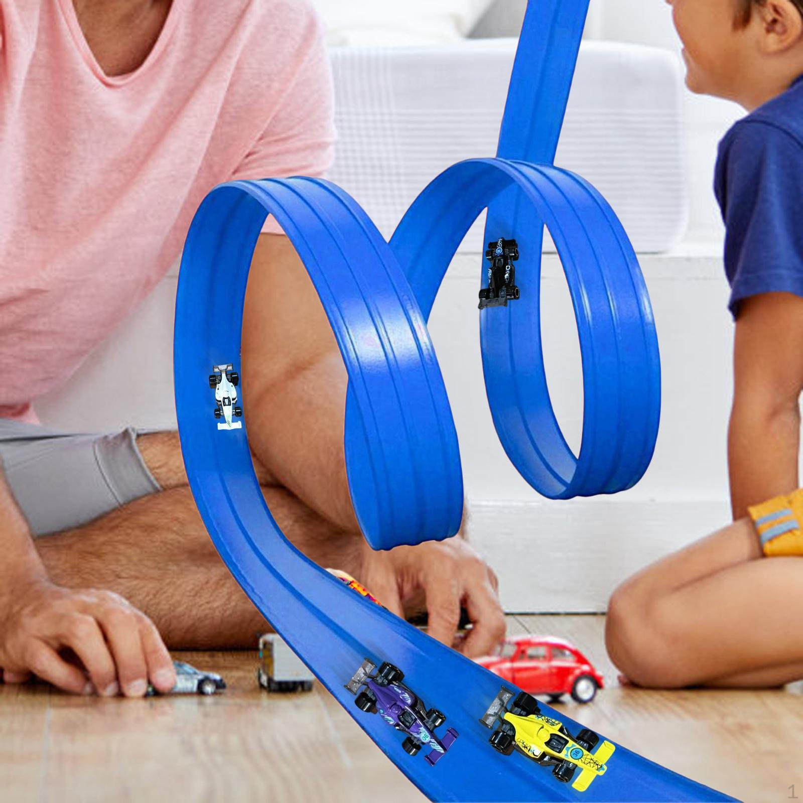 

Гнучка траса для перегонів 13 футів з 4 машинками, Іграшка, Синій аксесуар для 1:50 Масштабних Моделей Транспортних Засобів Легкі