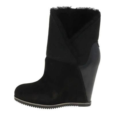 Australia Camoscio Versatile Vintage Stivaletti Corti Stivali da Donna Neri 1105576-BLK