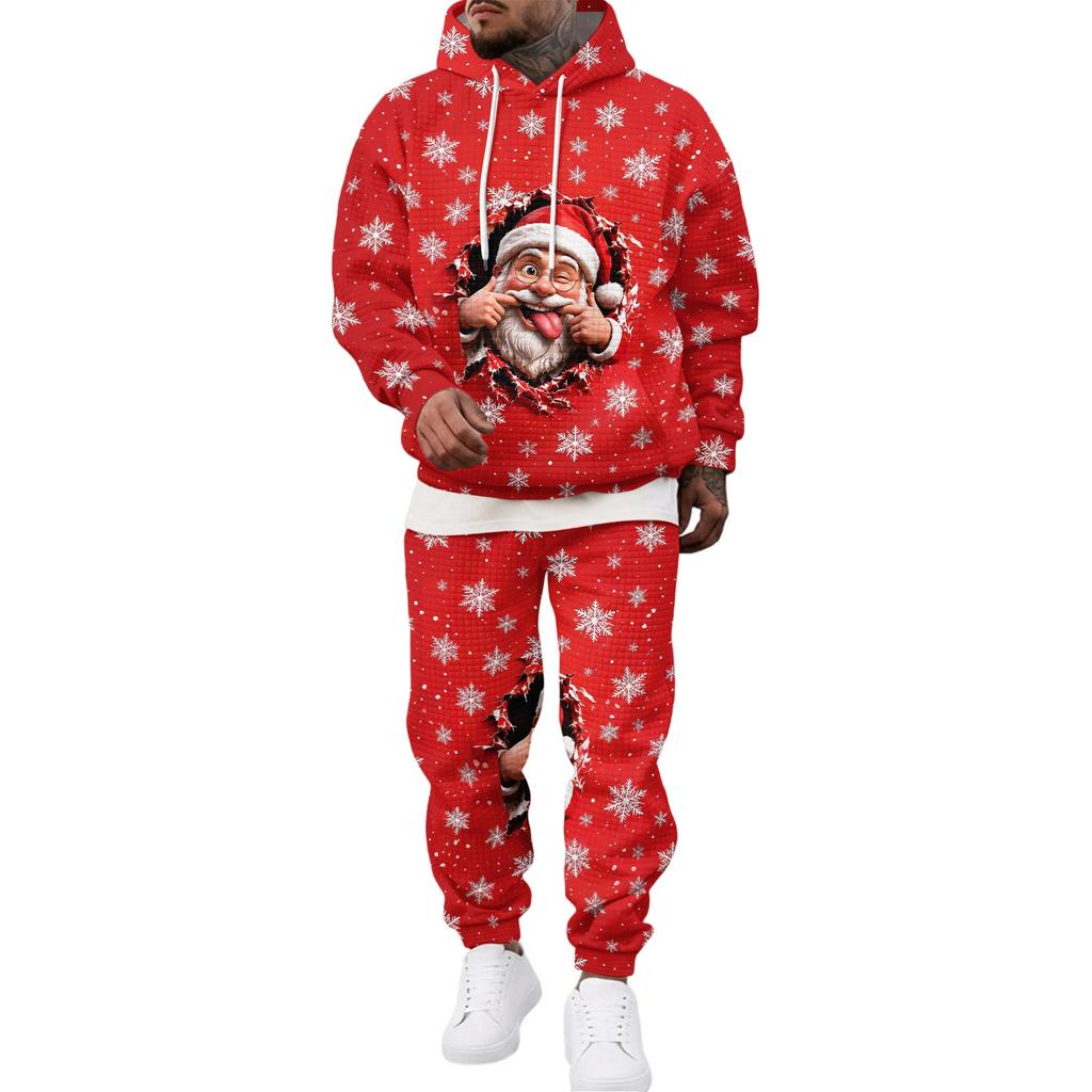 Men's Casual Sweatshirt Set with Pattern for Fall and Winter