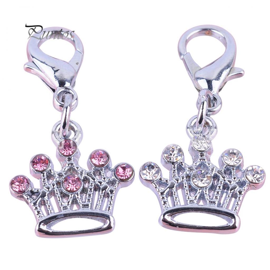 Rhinestone Crown Pet Tag Pendant Collar Jewelry Necklace