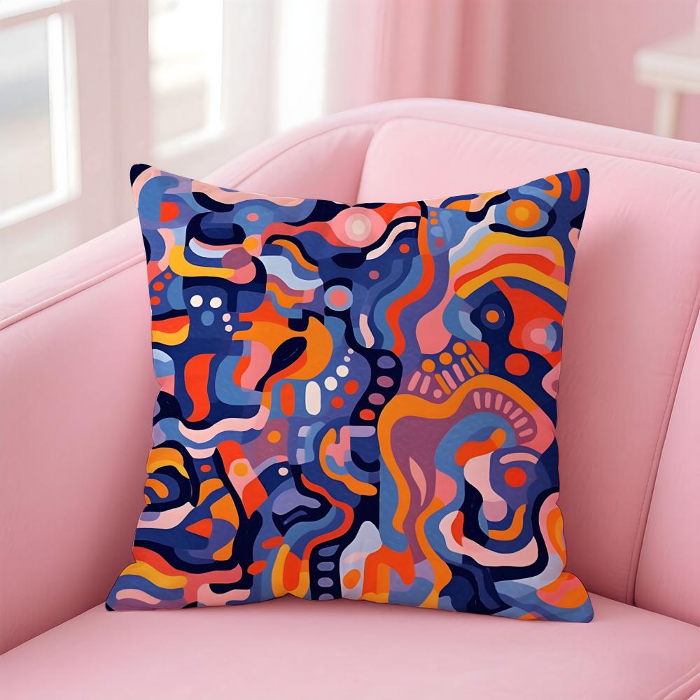 Abstract Geometric Pattern Cushion Cover Pillow Case Soft Skin Friendly Fabric Concealed Zipper