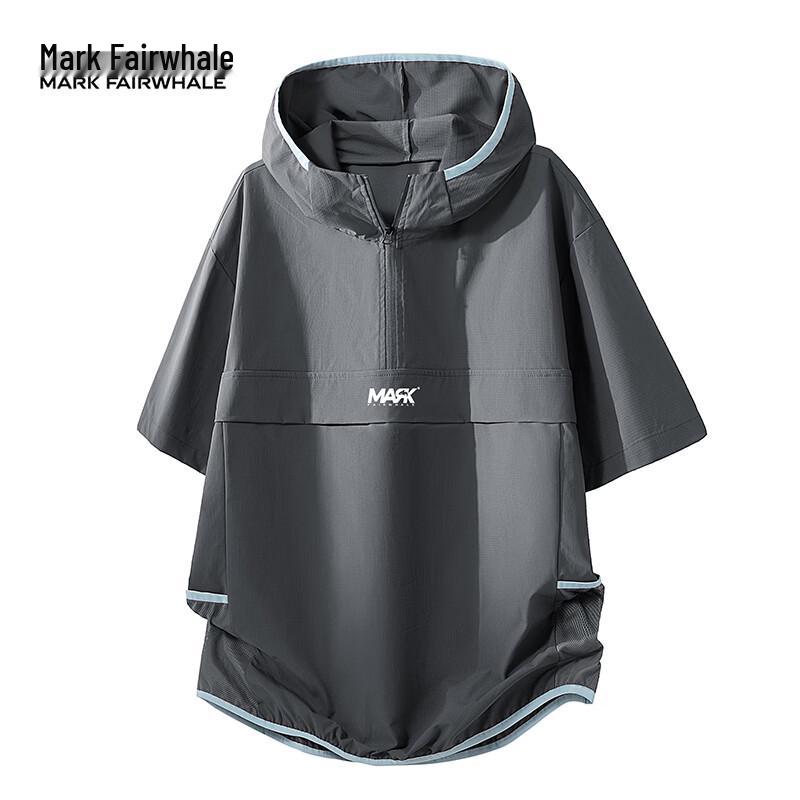 MARK FAIRWHALE Men s Half-Zip Quick-Dry Hooded T-Shirt L