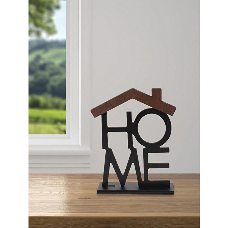 1pc Chic Wooden "HOME" Letter House-Shaped Decor Versatile Indoor/Outdoor Use, Ideal Gift For Home & Office, Home Decor, Versatile Living Room Decor
