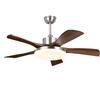 Walnut Retro Ceiling Fan Light with Straight Blades, Mid-Century Style for Bedroom or Restaurant