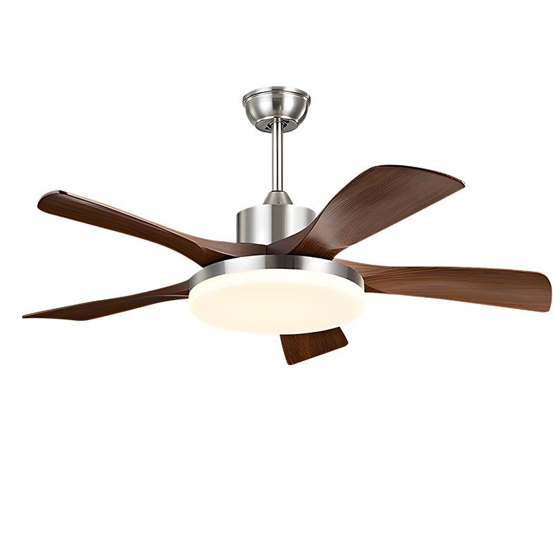 Walnut Retro Ceiling Fan Light with Straight Blades, Mid-Century Style for Bedroom or Restaurant