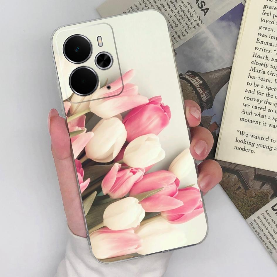 

Прозрачные чехлы для телефонов Oppo Find X2 X3 X5 K3 K9 K7 R11 R15 Realme 14 Красивые узоры тюльпанов и роз Мягкий тонкий силиконовый корпус против падения для чехлов Oppo Realme Neo7X 5G