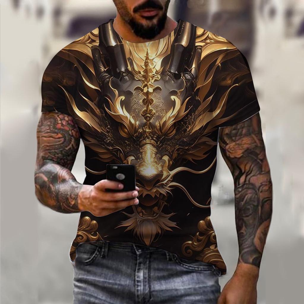 Men's T-Shirts Animal Dragon Pattern 3D Print Tops Tees 2024 Summer  Women Streetwear Fashion Oversized T Shirt Men Clothing