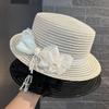 French Summer Bow Mesh Hat Women's New Face Small Versatile Sun Hat Beach Flat Top Top Hat