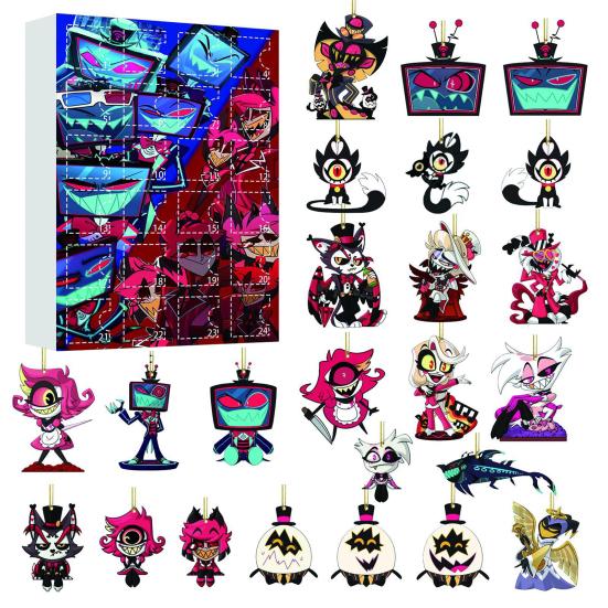 Hazbin Hotel Themed Advent Calendar 24 Days of Helluva Boss Ornaments Christmas Tree Decor Gift Set for Fans