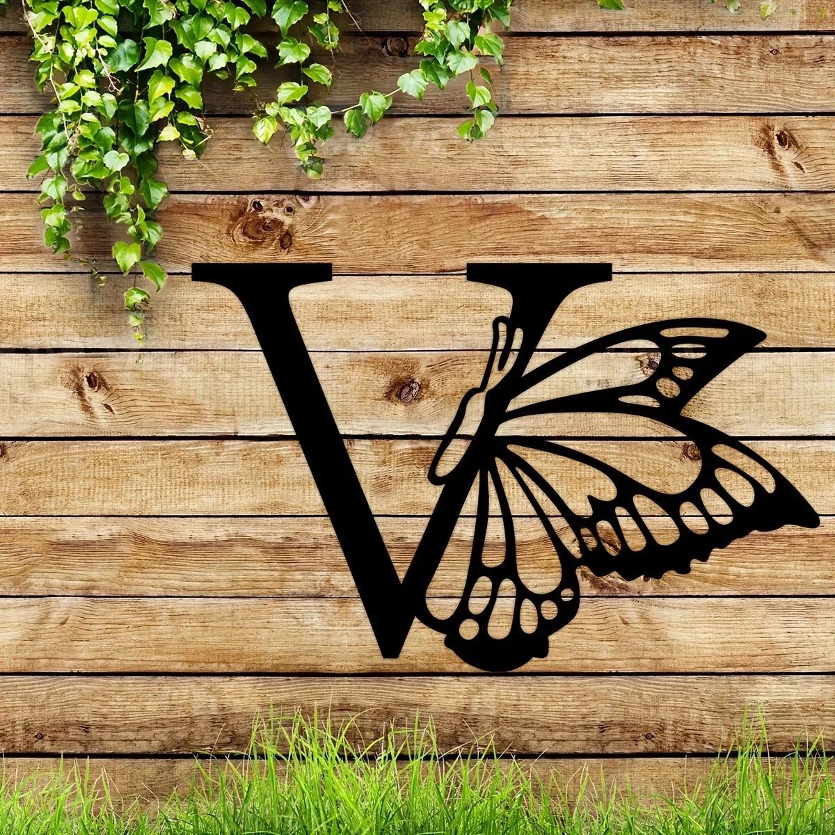 1 шт. Металлический знак с монограммой в виде бабочки - все буквы. Металлические — фото 15