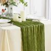 Gauze Table Runner Semi-Sheer Crinkle Table Runner Boho Rustic Decorations For Wedding Reception Bridal Shower Holiday Party