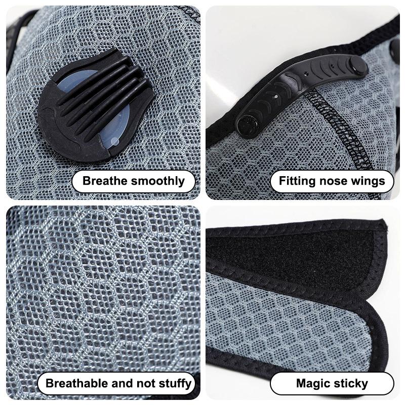Fahrrad Gesichtsmaske mit Filter Brille Staubmaske Sport Waschbar Wiederverwendbar Gesichtsmaske für Männer Bandana Aktivkohlefilter