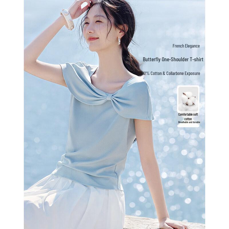 XWI Women s Elegant Bowknot Slim-Fit T-Shirt XL