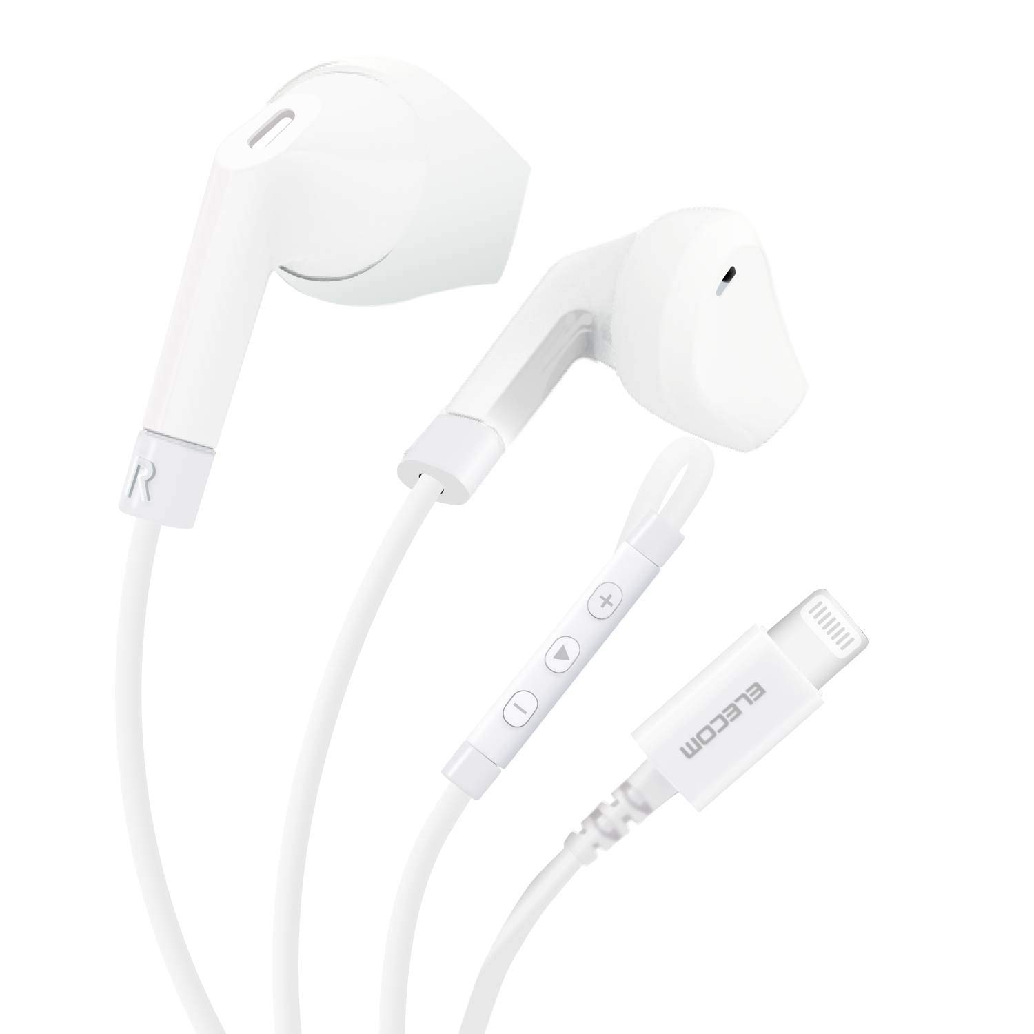 

ELECOM Lightning Earphones, 13.6mm Driver, MFI Certified, FAST MUSIC F10I Series, with Microphone, White, EHP-LF10IMBWH