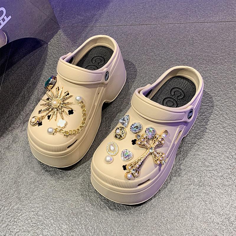 

Интернет-знаменитость стразы маленькие 7 см обувь с отверстиями женская летняя новая обувь на платформе милая сумка голова круто 39/40 хаки