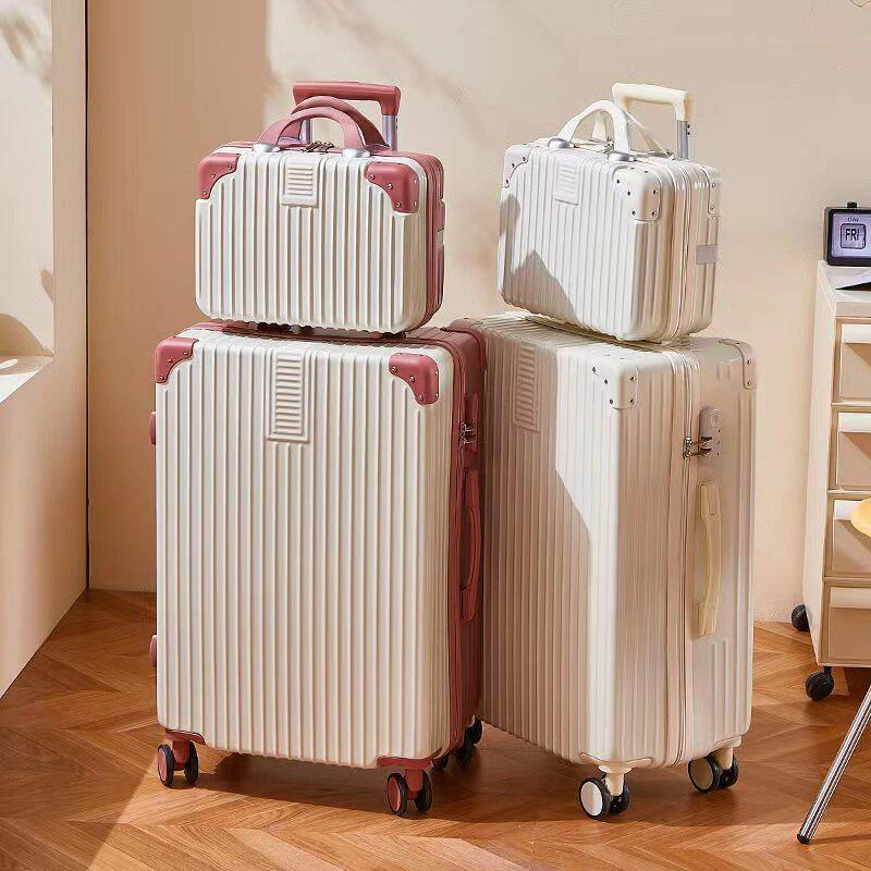 Lightweight 24-Inch Leather Suitcase: Stylish and Spacious Travel Trolley for Female Students