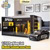 1/24 Parking Lot Display Decoration Simulation Models Exquisite Alloy Assembly Repair Shop Diecast Garage Featuring Light Playthings Present