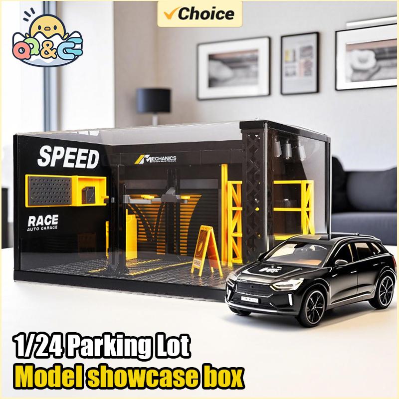 1/24 Parking Lot Display Decoration Simulation Models Exquisite Alloy Assembly Repair Shop Diecast Garage Featuring Light Playthings Present
