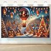 2D Night Snowy Forest Santa Xmas Photography Backdrop Banner