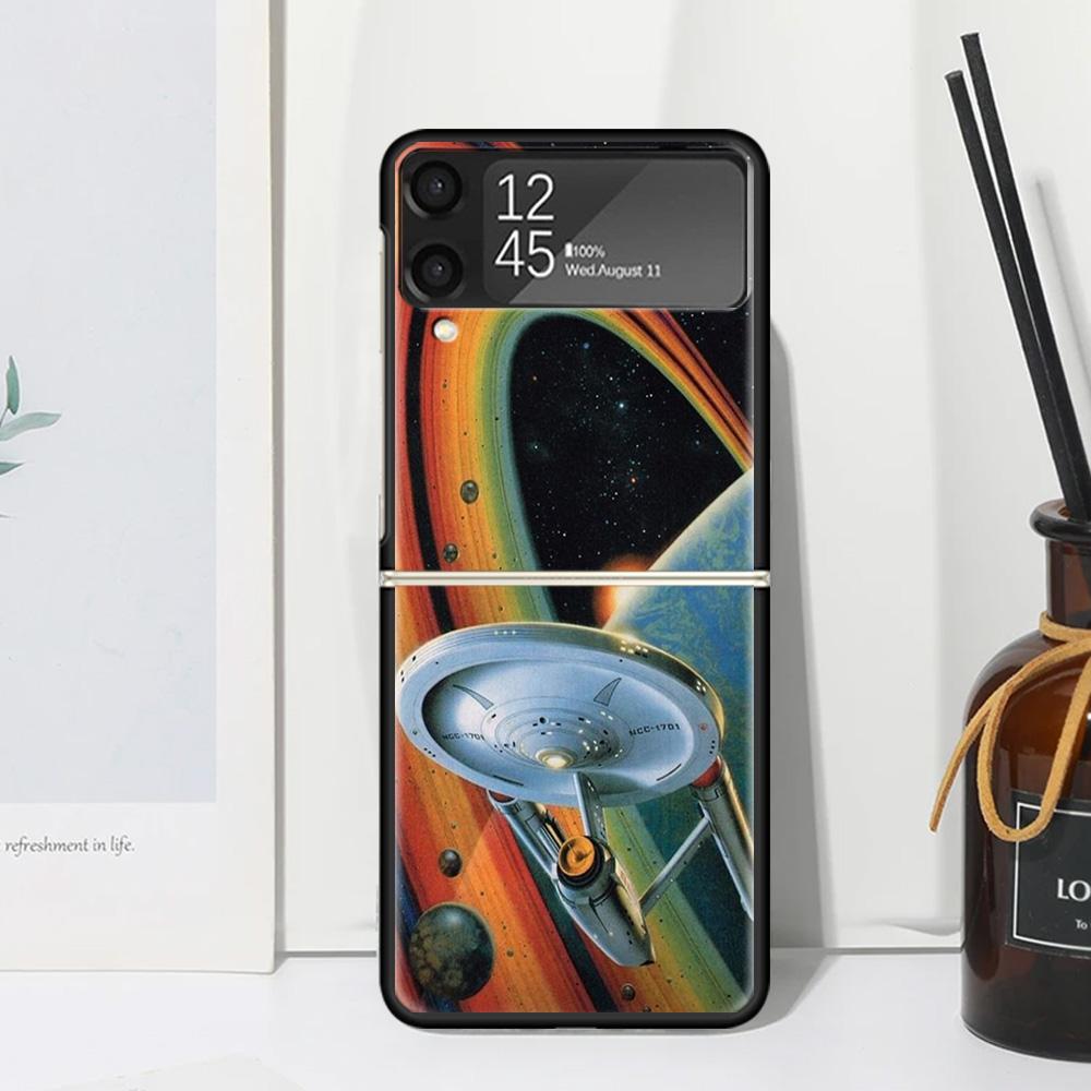 Star Movie T-Trek Pouzdro na telefon pro Samsung Galaxy Z Flip 7 6 5 4 3 5G Flip3 Flip4 Flip5 ZFlip6 ZFlip7 Černé Fundas Galaxy Z