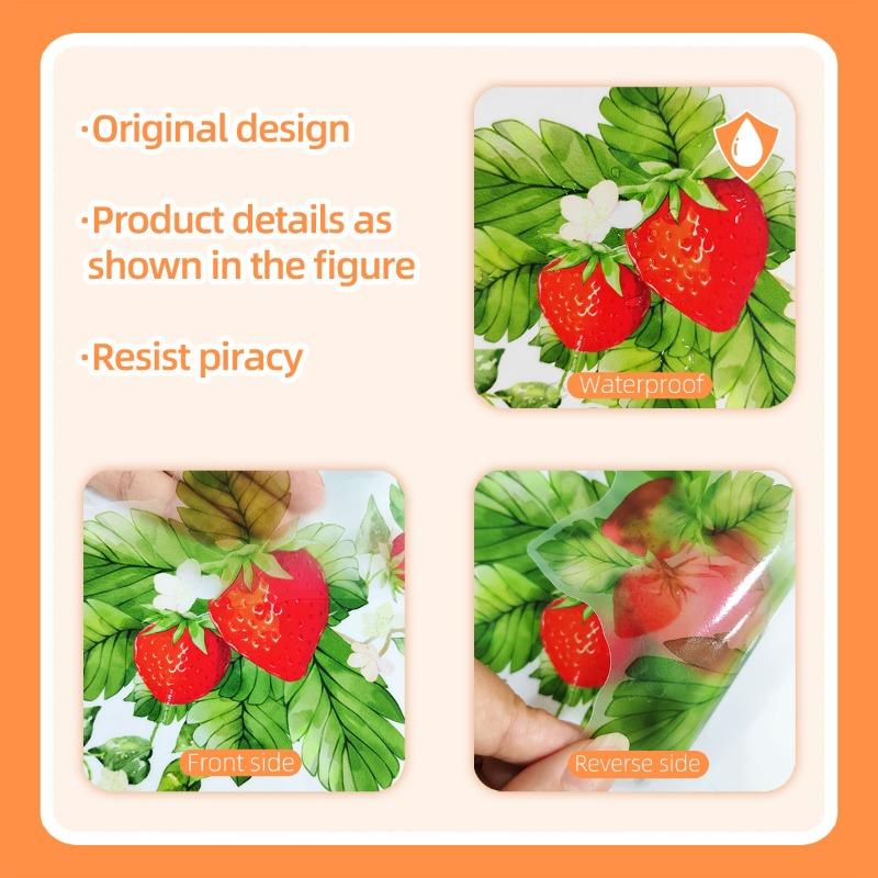 Fresh Strawberry Fower Rattan Wall Stickers Living Room Kitchen Bedroom Self-adhesive Wall stickers Background Decoration