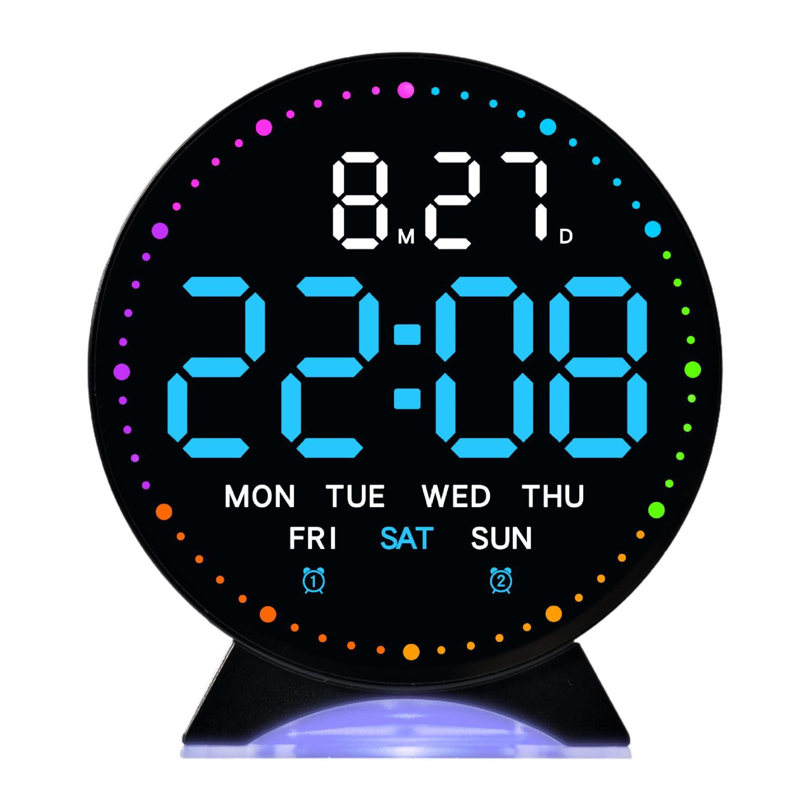 Digital Alarm Clock Nightlight Mute Time Date Week Display Modern Large LED Display Digital Clock Desk Clock for Bedroom Bedside