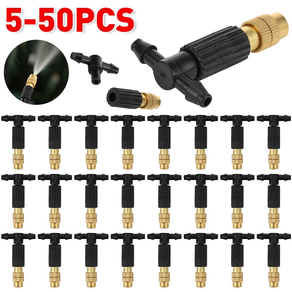 50-1pc Adjustable Copper Water Sprinkler Head Automatic Spray Misting Tip Nozzle 4/7 Pipe Watering Irrigation System Garden Tool