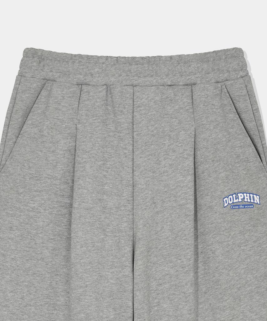 DOLPHIN WAVE APPAREL Dolphin Silicone Print One-Pleat Pants Melange Grey