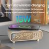 Cargador Inalámbrico de 15W Reloj Despertador con Hora Luz Nocturna LED Termómetro Cargadores para Teléfonos Auriculares Estación Dock de Carga Rápida Para iPhone