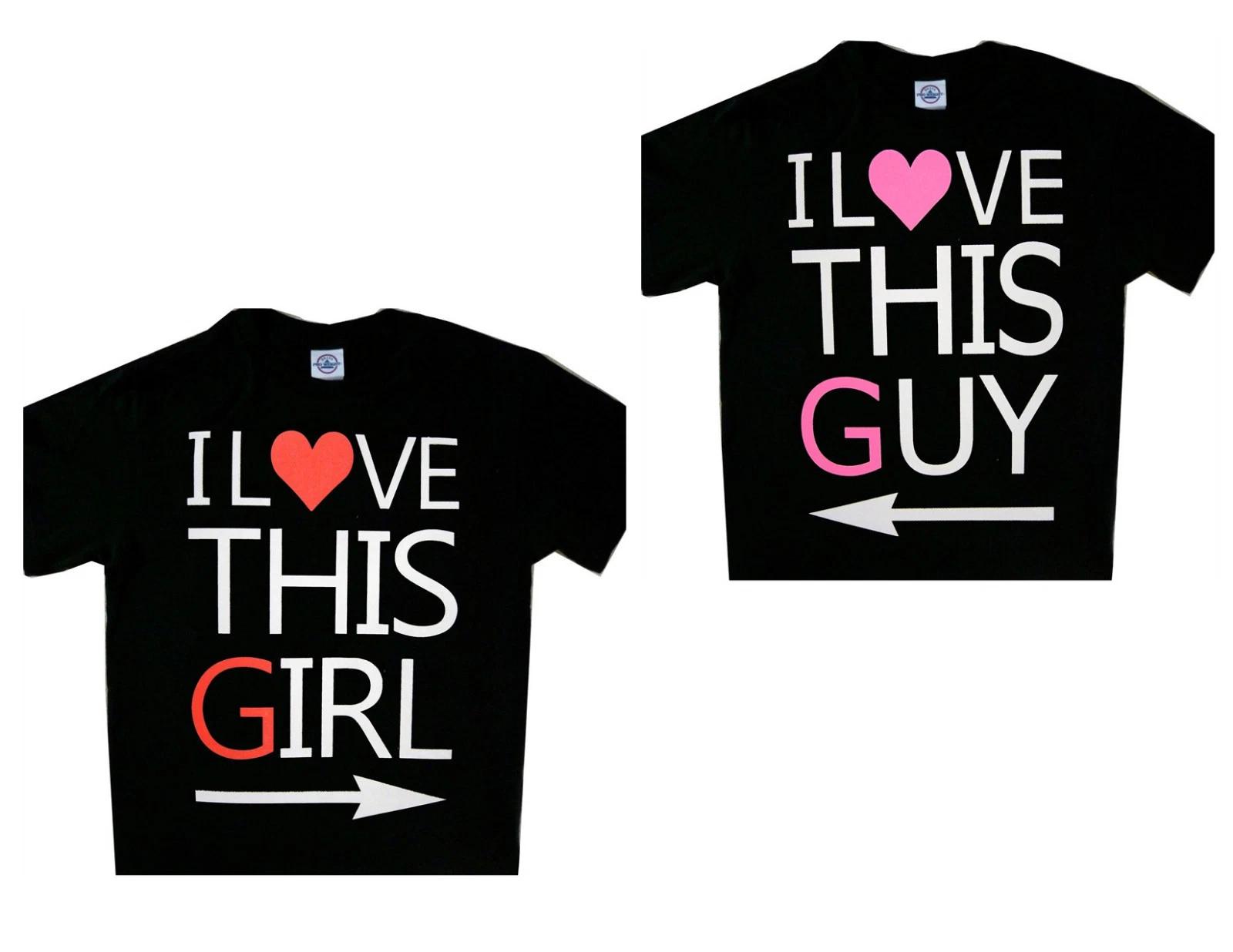 I Love This Guy / I Love This Girl Arrows Cool Couple Tee Set of 2 M