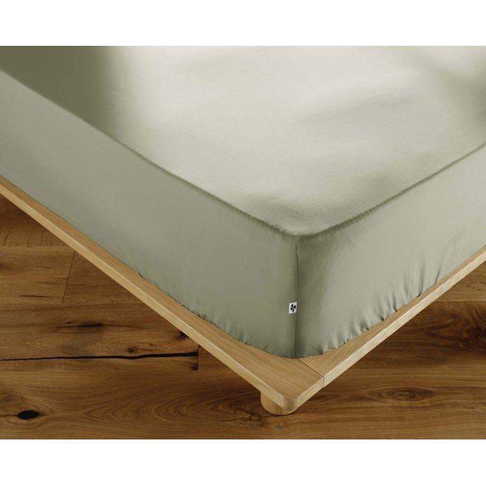 Drap Housse 160x200 cm percale de coton vert sauge Perrine