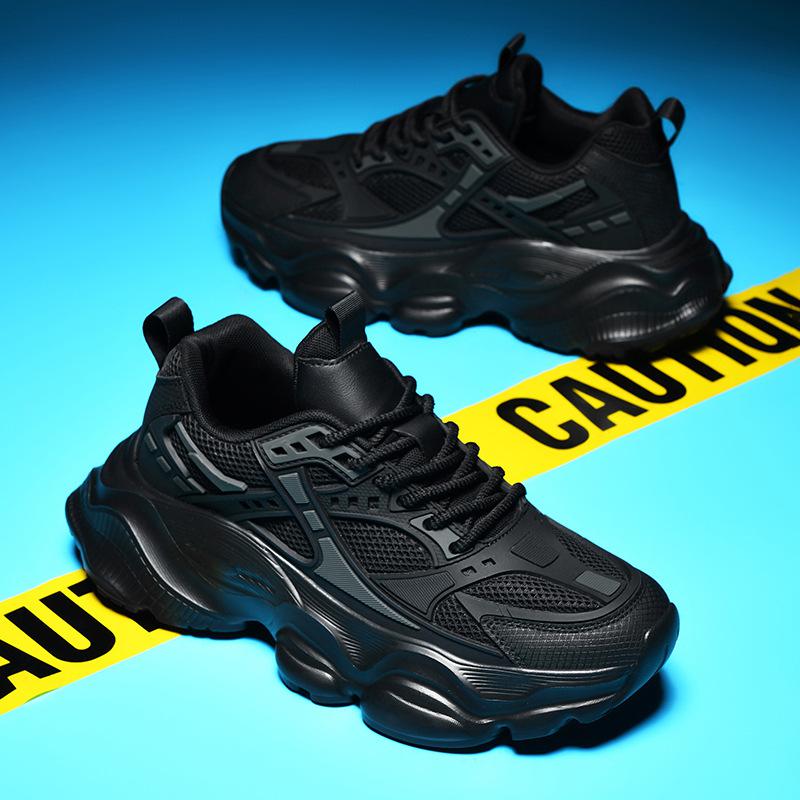 

Осенние мужские кроссовки Черные спортивные туфли Дышащая сетка Мужская повседневная обувь Кроссовки на толстой подошве Мужская обувь Платформа Беговые кроссовки 48 чёрный
