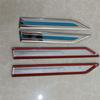 4Pcs Universal Car Stainless Steel Side Body Fender Trim Decoration Chrome +Blue