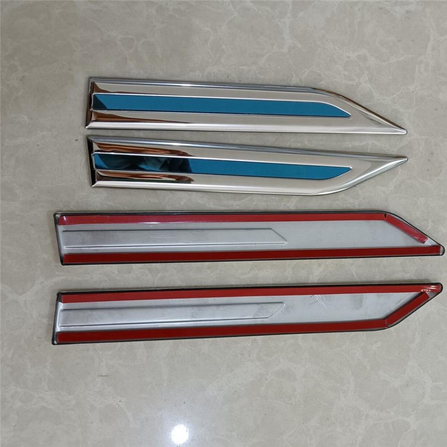 2Pair Universal Stainless Steel Car Side Body Fender Trim Decoration Chrome Blue
