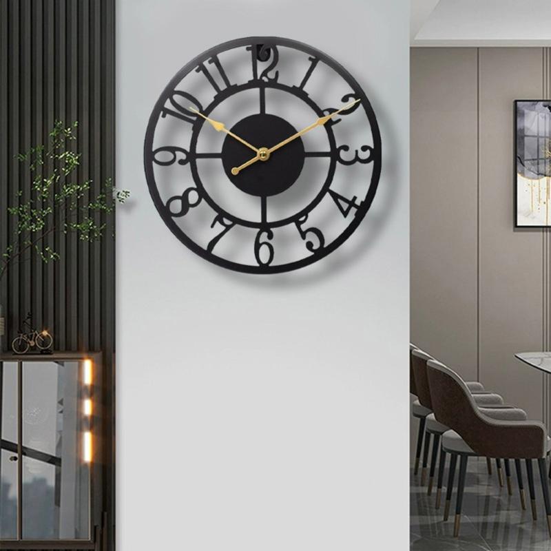 Industrial Themed 12Inch Rusts Resistant Metal Wall Clock Quiet Not Ticking Movement For Home Office Cafes Decoration