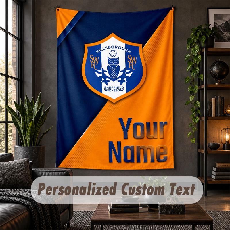 Personalized Wall Tapestry,Sheffield Wednesday FC Custom Text, Soft Fabric Wall Art For Indoor Decoration