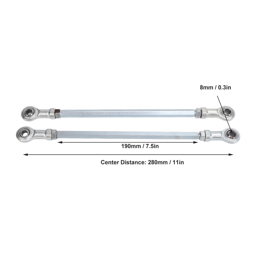 Steering Shaft Tie Rod Silver Easy Install Wide Application 1 Pair Steel Alloy Clear Thread ATV Tie Rods Kits for ATV Go Kart