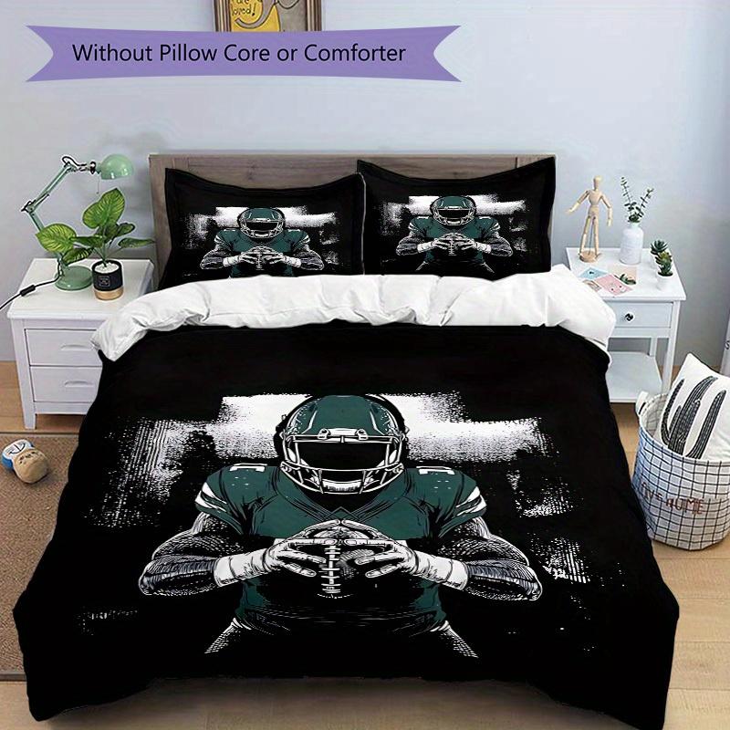 3pcs set Football Player 1 Quilt Cover + 2 Pillowcases, All Seasons Bedroom Setting, Perfect for Home and Dorm Decor a168