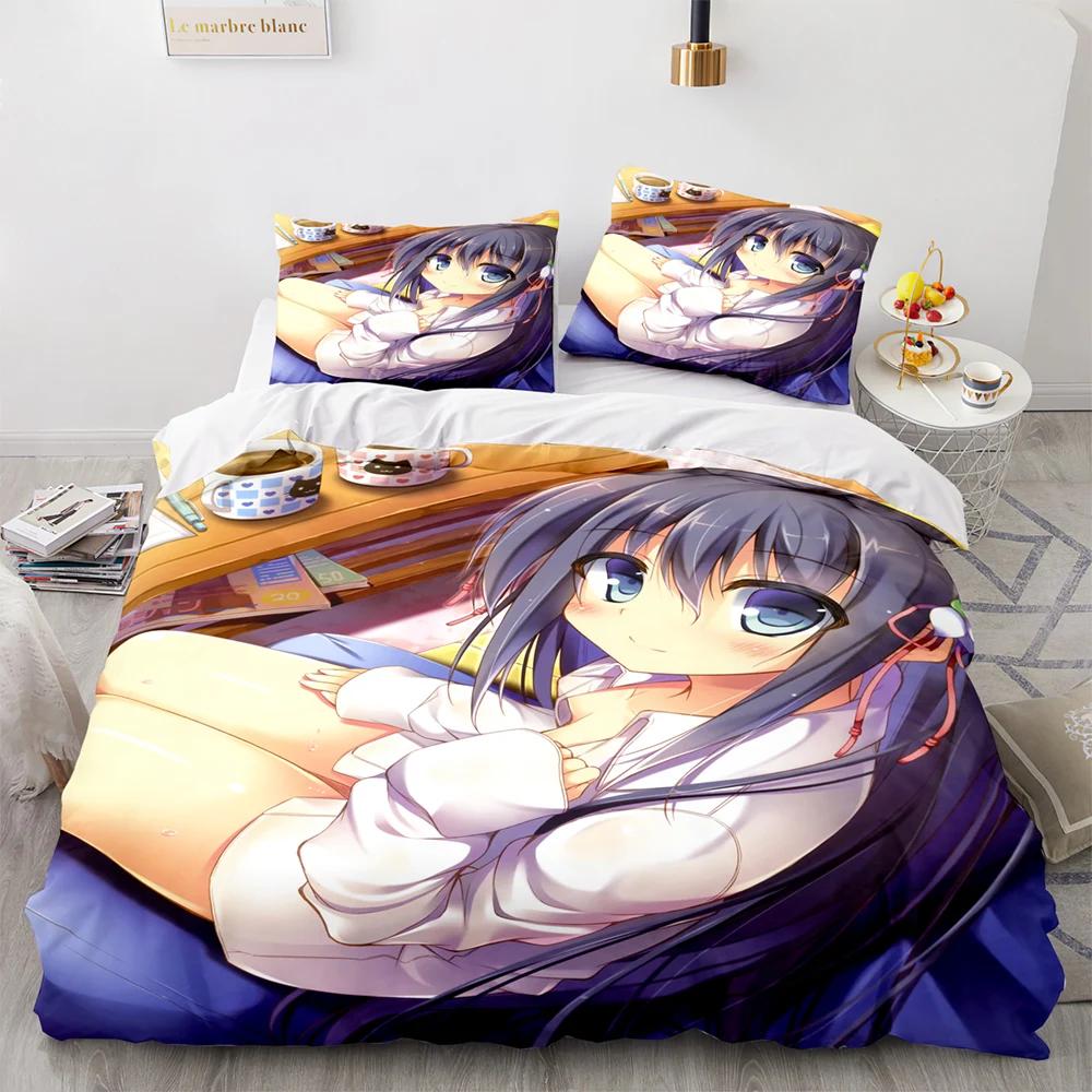3D Printed Kawaii Girl Bedding Set Anime Sexy Girl Duvet Cover Double Twin Full Queen King Adult Kids Bedclothes Quilt Cover