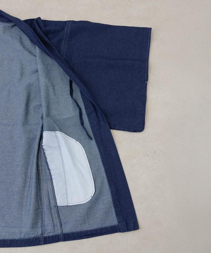 Denim Haori Japanese Solid with Pockets and Haori Outerwear Indigo [SWINGPLUS] Men's Jacket, Style, Denim, Cord, 100% Cotton, Jacket/Coat (JP,