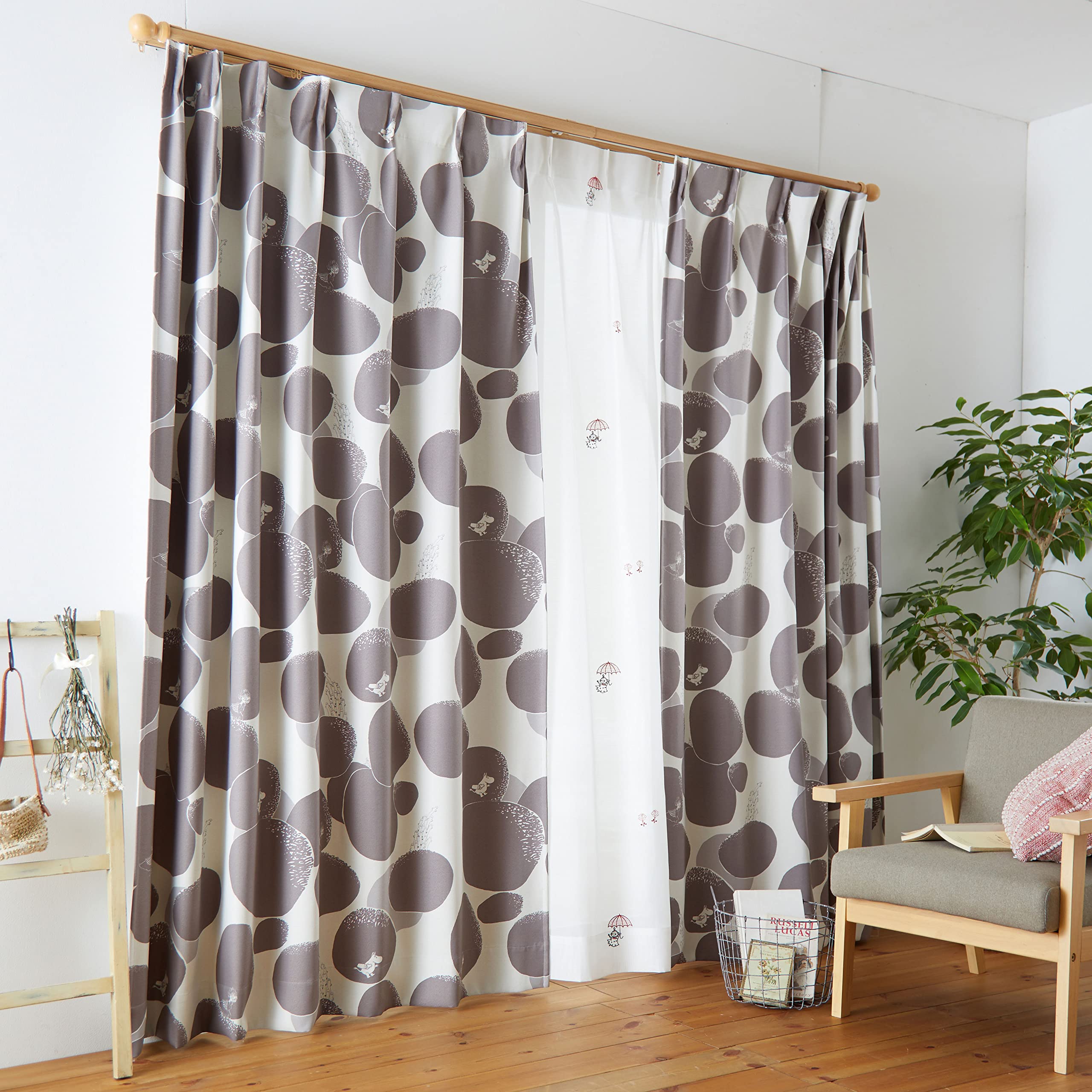 

Suminoe MOOMIN Rock Pattern Curtain 1 100 x 178 DGR Drape, Panel, cm, 323-75123