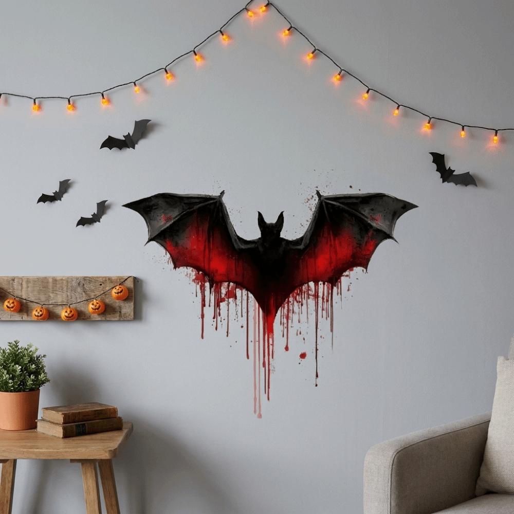 Self-Adhesive Halloween Bloody Bat Wall Decoration PVC Door Sticker Wall Surface