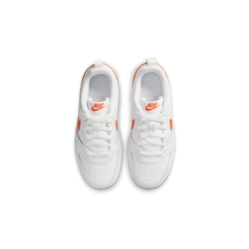 Nike Court Borough 2 Low 2 Rutschfest Leichte Dämpfung Niedrig geschnitten Kinder Skateboard Schuhe Weiß Orange Sneaker BQ5448-114