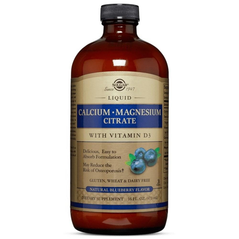 Solgar Liquid Calcium Magnesium Citric Acid Vitamin D3 Natural Blueberry 1 pcs 473ml