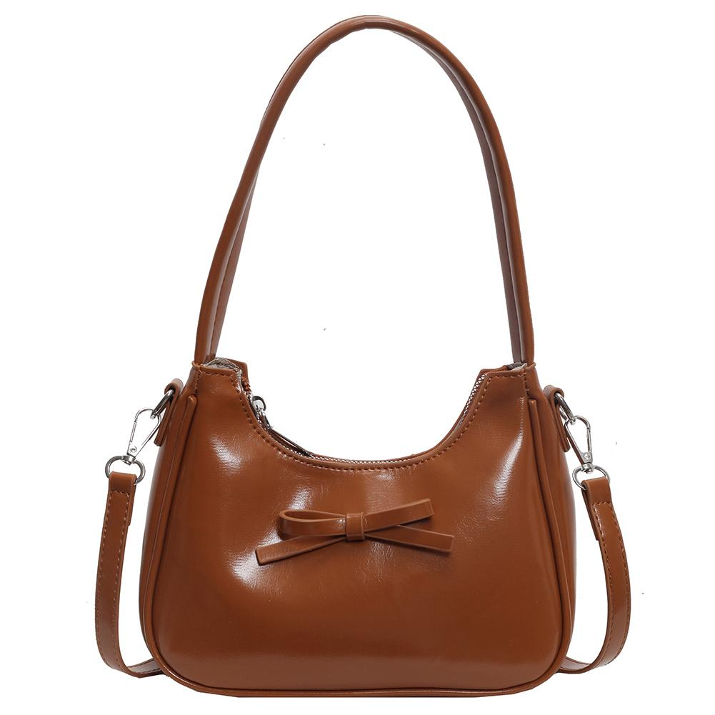 Shoulder Bag Women PU Leather Bowknot Underarm Bag Solid Color Crossbody Bag Clutch Purse for Work Travel Shopping