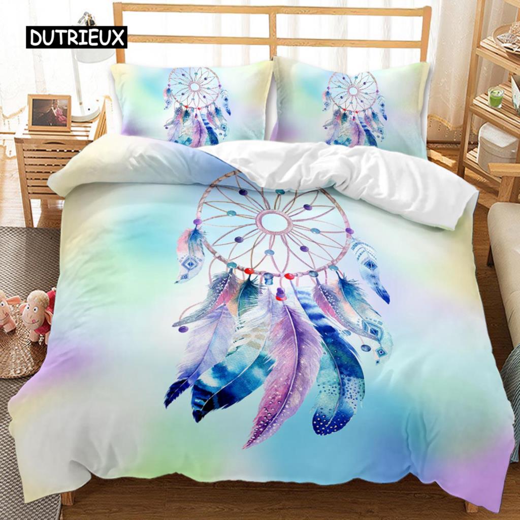 

Dream Catcher Duvet Cover Set Ethnic Tribal Feathers Pattern Twin Bedding Set Bedding Set Queen King Size Polyester Qulit Cover Tool EU single(135x200cm)