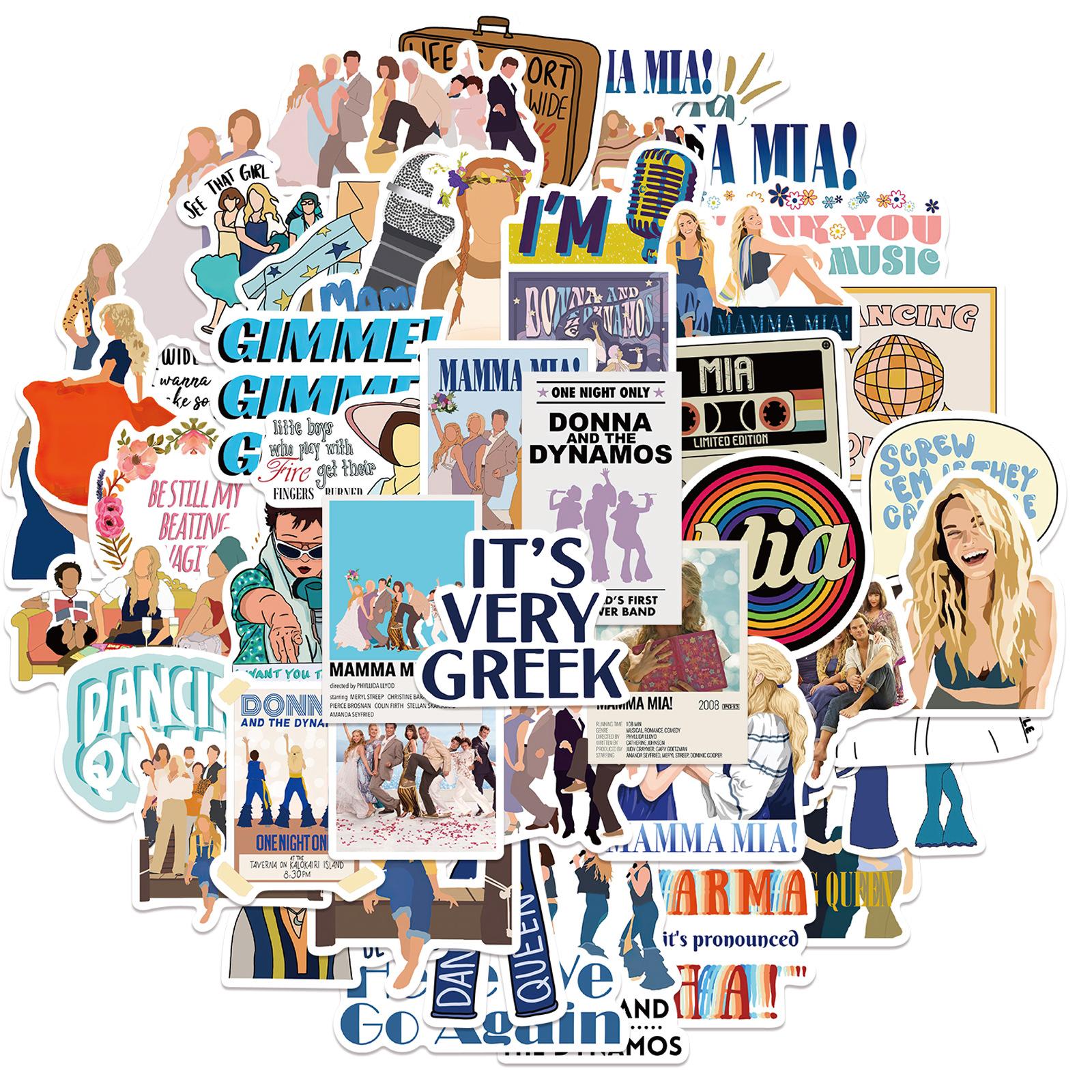 

50 Фильмов с песнями и танцами Мама Миа Граффити Наклейки Украсить Чемодан Ручка Гитара Блокнот Водонепроницаемые Горячие Наклейки