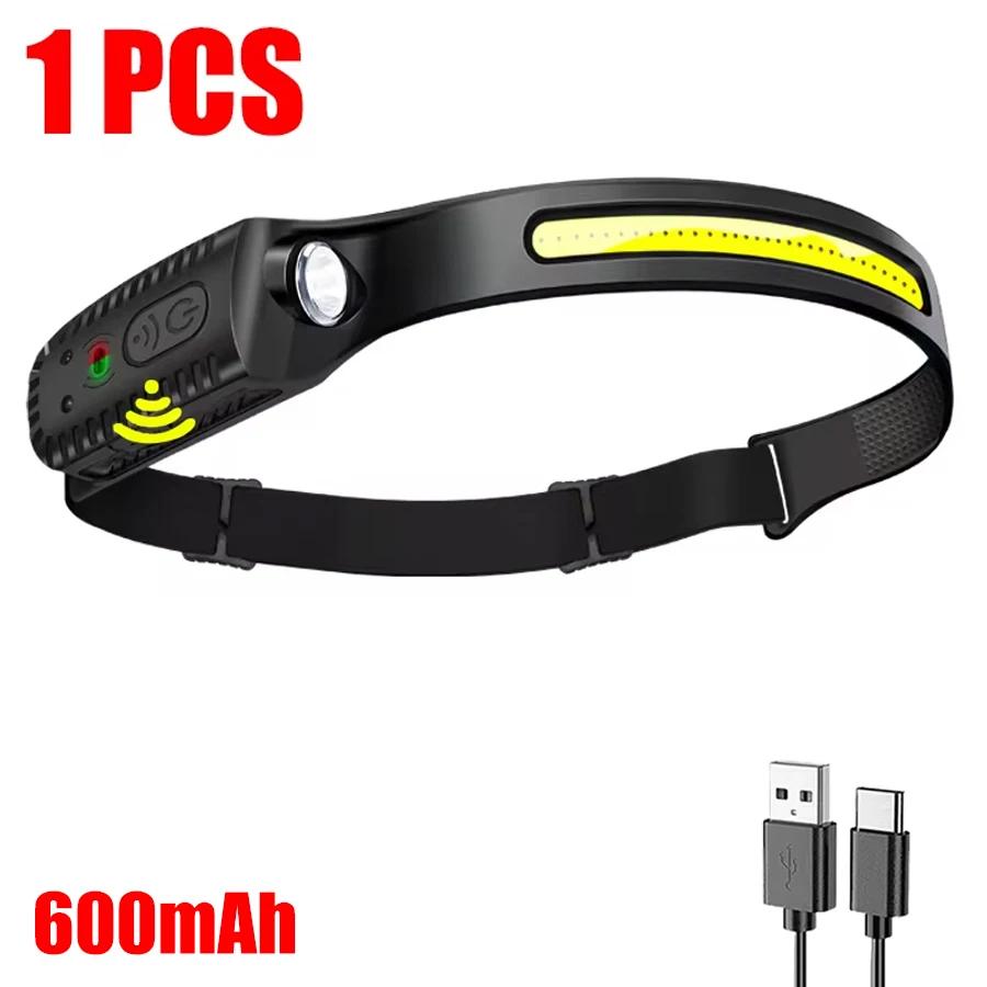 

KDULIT Sensor LED Headlamp COB Wide Beam Wave Induction Head Lamp Built in Battery USB Rechargeable Fishing Headlight Lantern