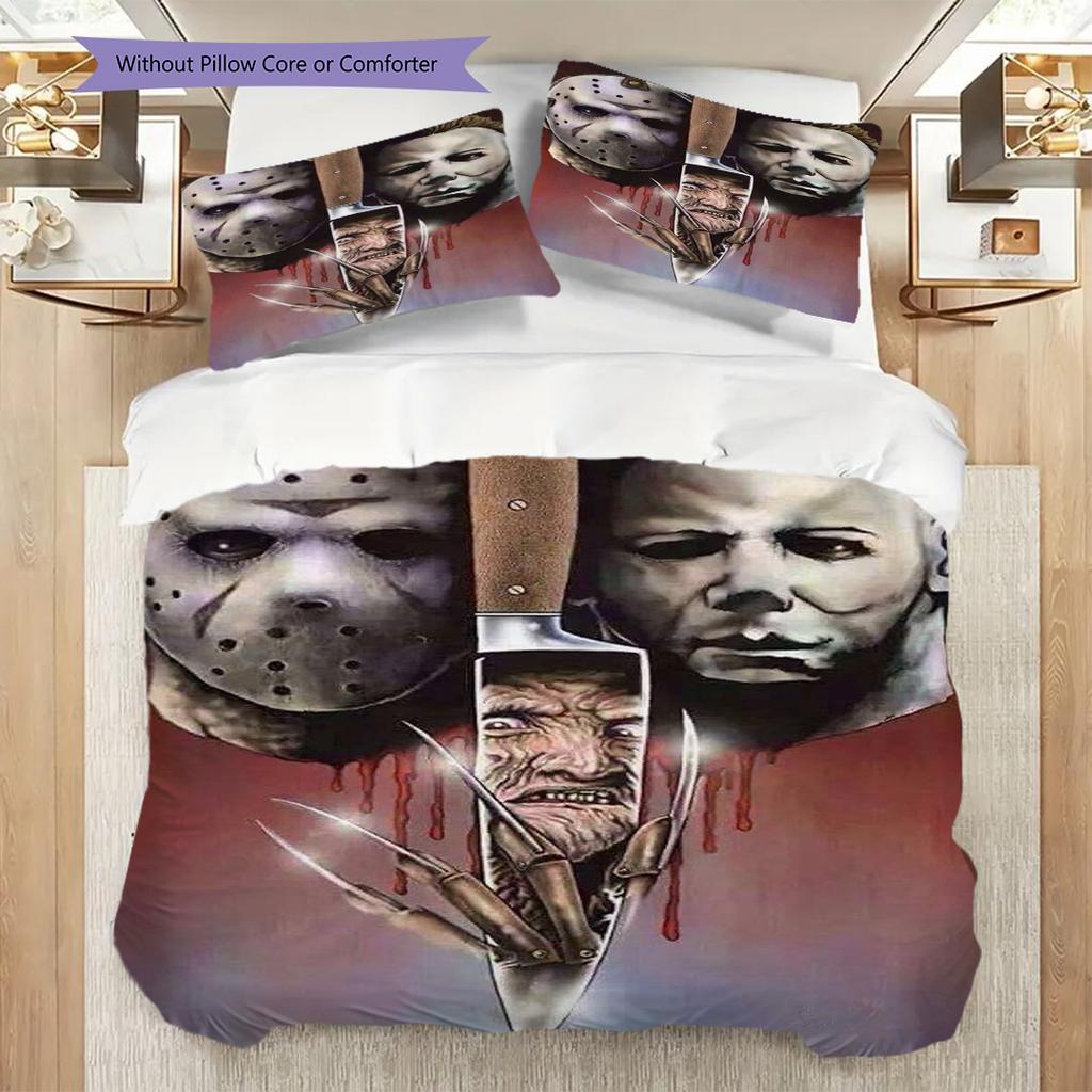 Halloween Horror Icons Comforter Set Bedding 1 Duvet Cover 2 Pillowcase Without Core Duvet Cover And Pillowcase Soft And Comfortable