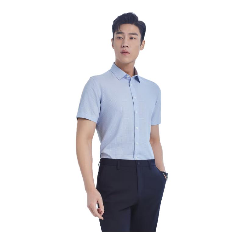 YOUNGOR Men s Slim Fit Short Sleeve Plaid Shirt 41